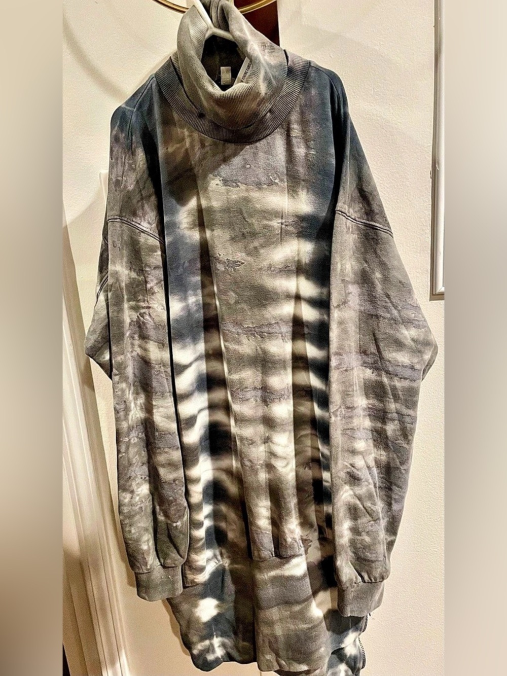 Young Fabulous & Broke Asymmetrical Turtleneck Sweatshirt Mini Dress Gray & B